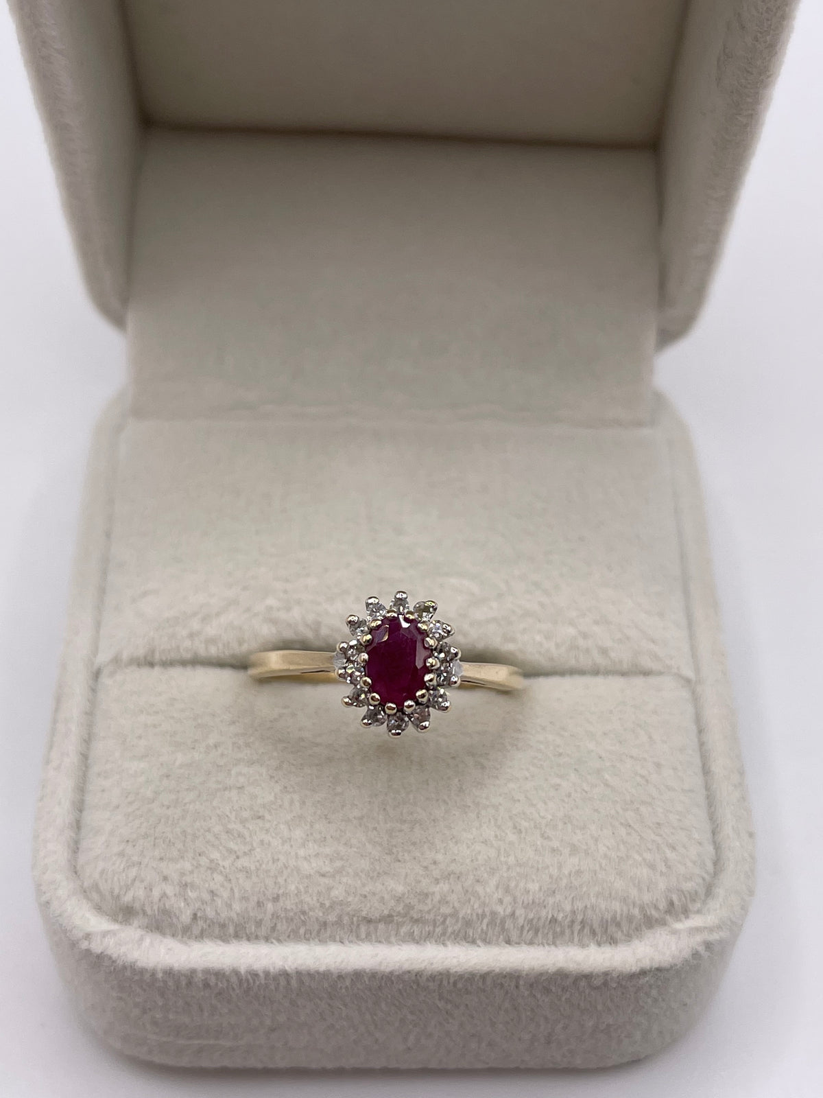 9ct gold ruby and diamond ring