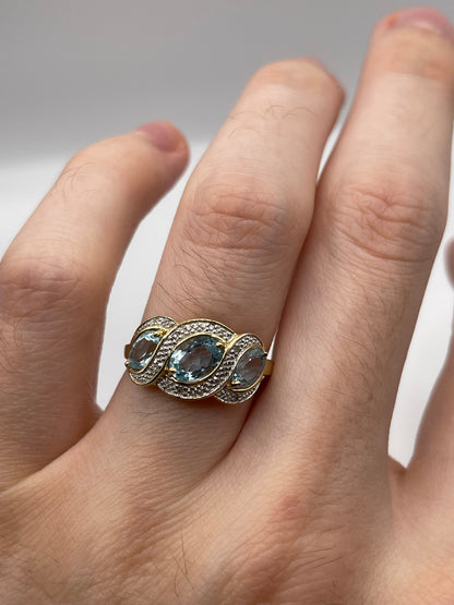 9ct gold topaz and diamond ring