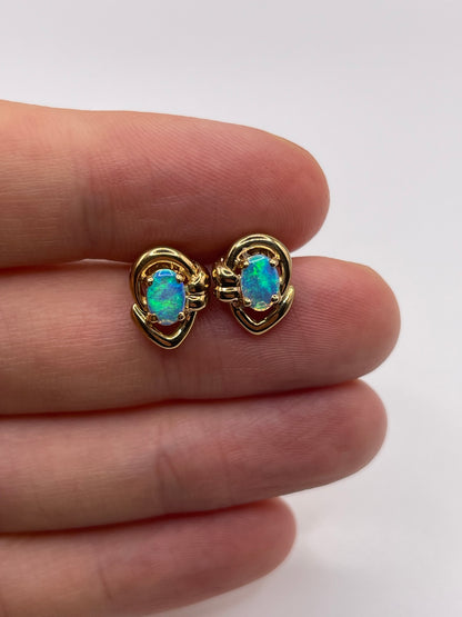 9ct gold opal earrings