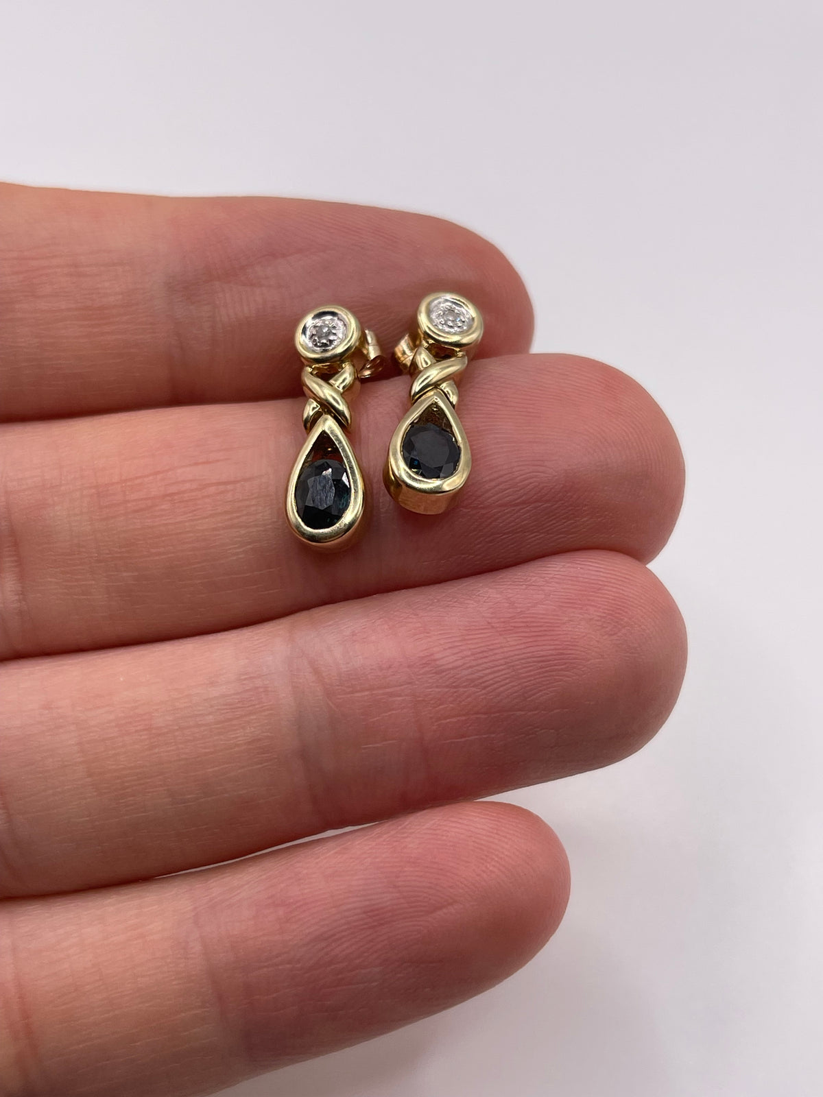 9ct gold sapphire and diamond earrings