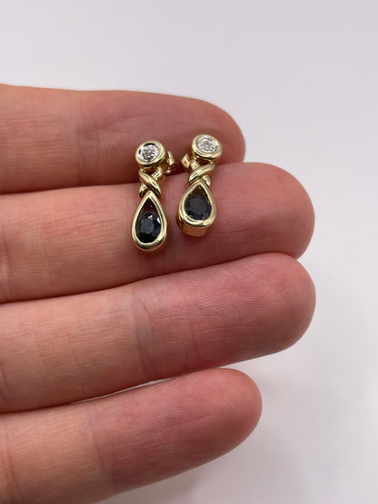 9ct gold sapphire and diamond earrings