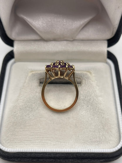 9ct gold amethyst cluster ring