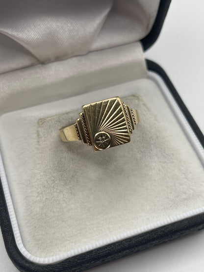 9ct gold diamond signet ring