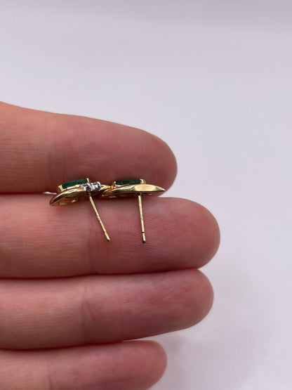 9ct gold emerald and diamond earrings