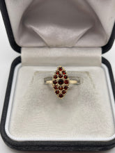 Load image into Gallery viewer, 9ct gold garnet navette ring
