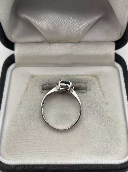 9ct white gold sapphire and ruby ring