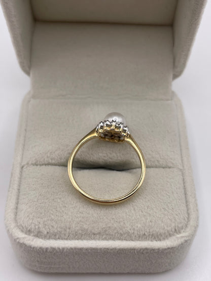 9ct gold pearl and diamond ring