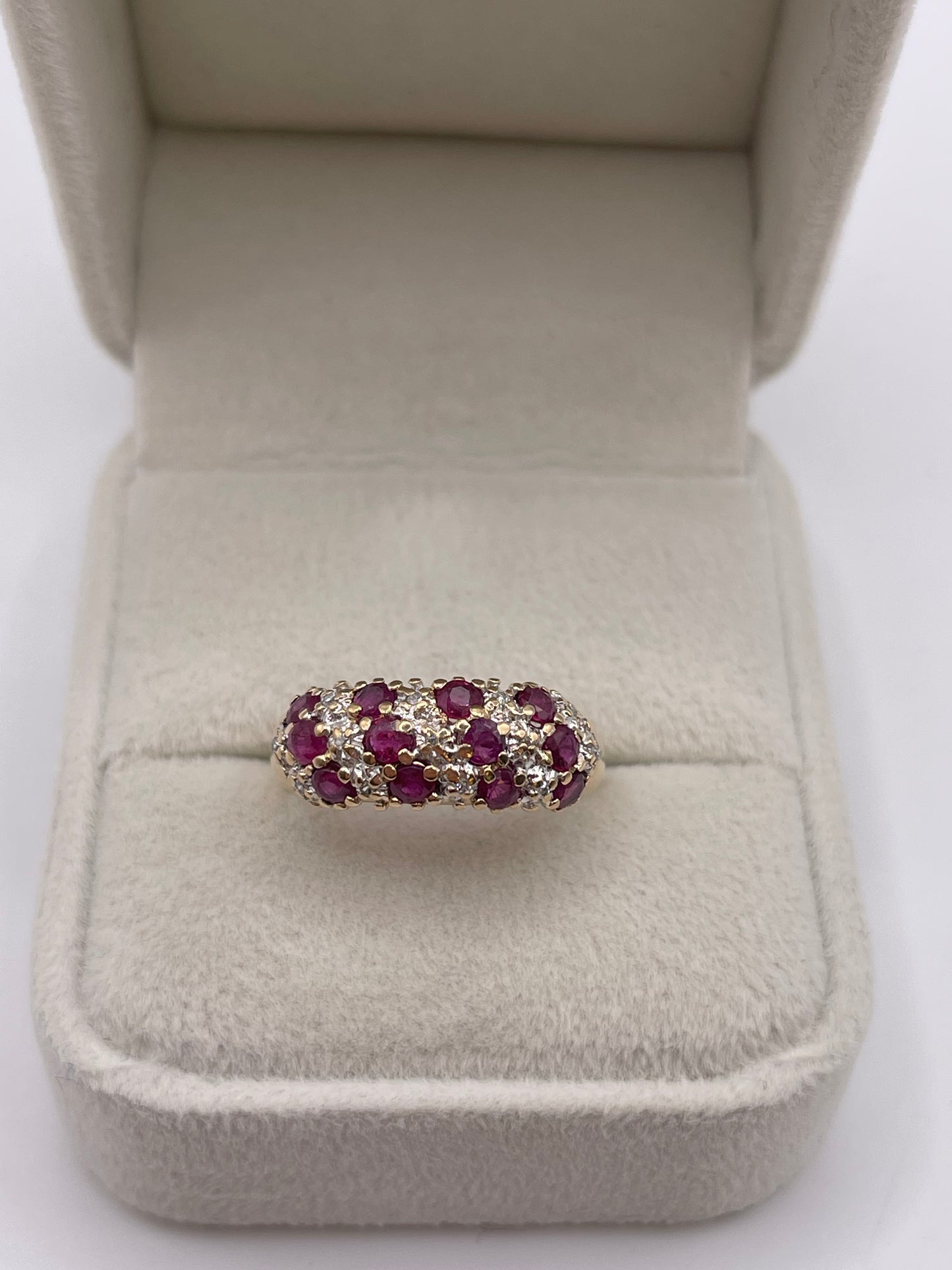 9ct gold ruby and diamond cluster ring