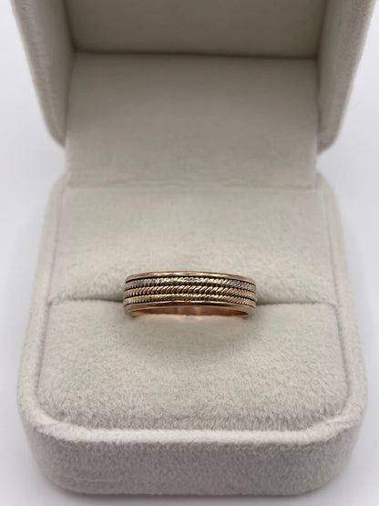 9ct rose gold patterned band