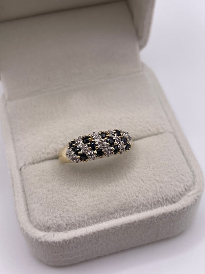 9ct gold sapphire and diamond cluster ring