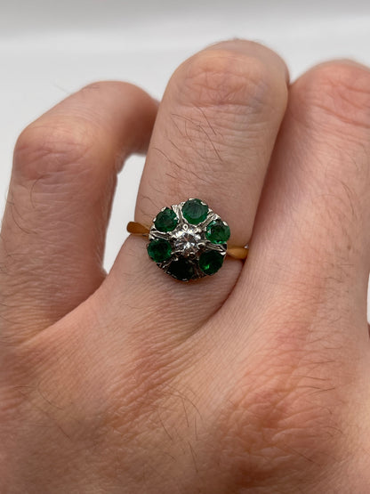 18ct gold emerald and diamond ring