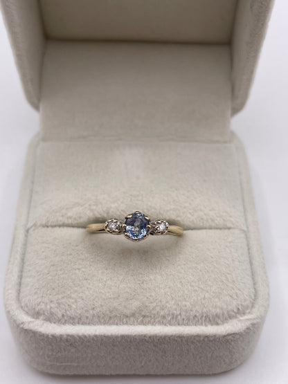 9ct gold sapphire and diamond ring