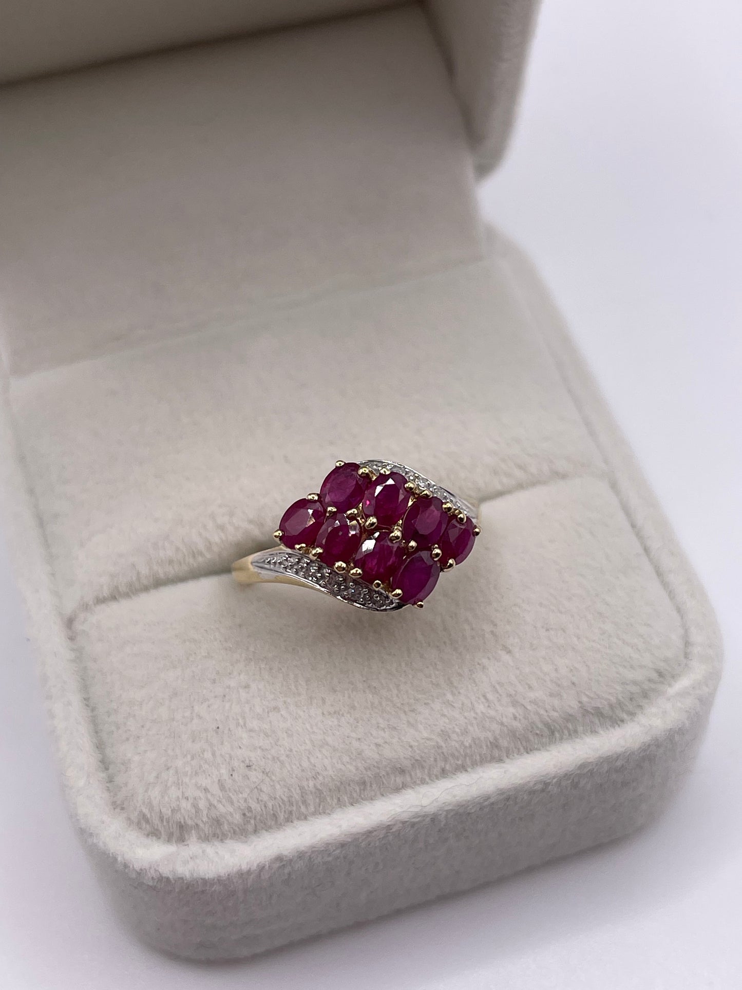 9ct gold ruby and diamond ring