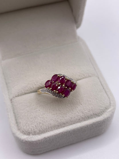 9ct gold ruby and diamond ring