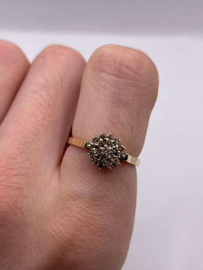 9ct gold cognac diamond cluster ring