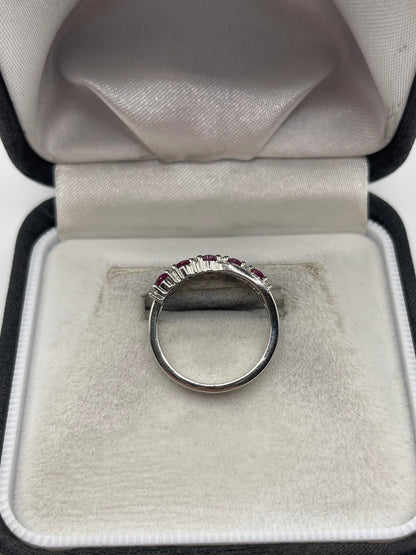 9ct white gold ruby and diamond ring