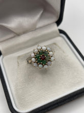 Load image into Gallery viewer, 9ct gold opal, emerald and garnet ring
