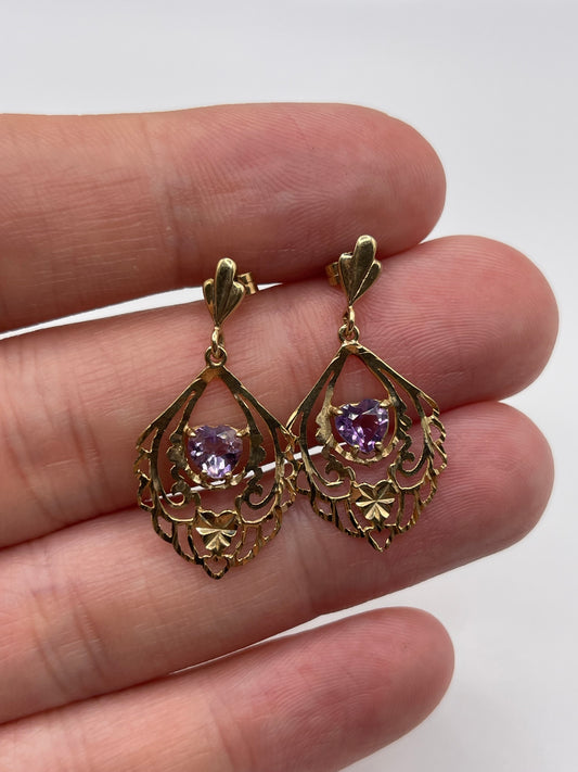 9ct gold amethyst earrings