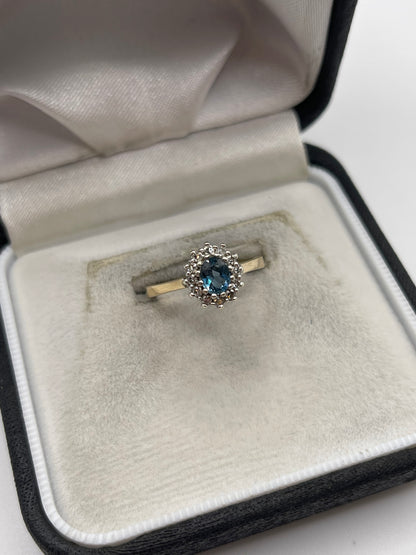 9ct gold topaz and diamond ring