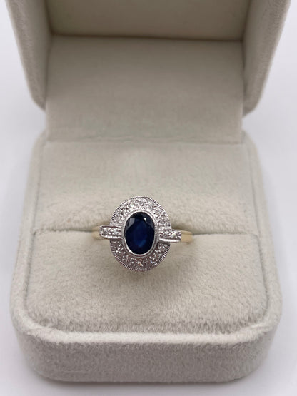 9ct gold sapphire and diamond ring