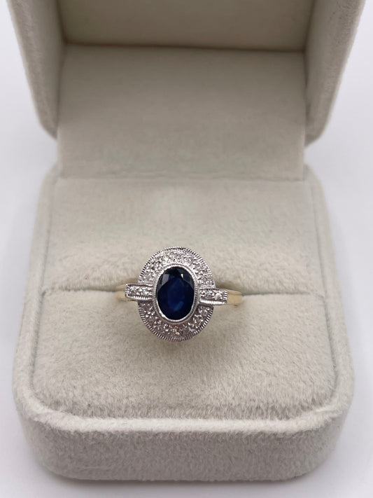 9ct gold sapphire and diamond ring