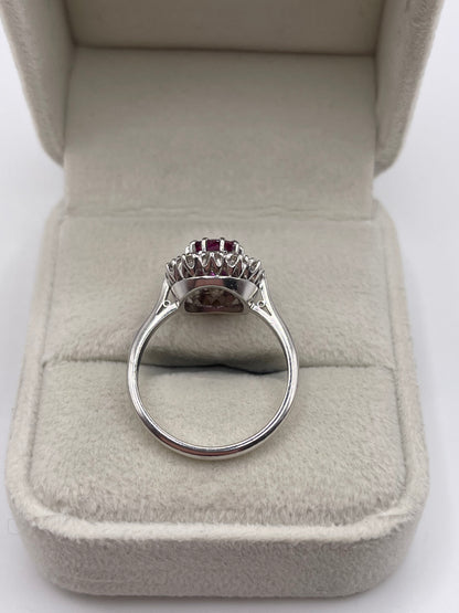 18ct white gold ruby and diamond ring