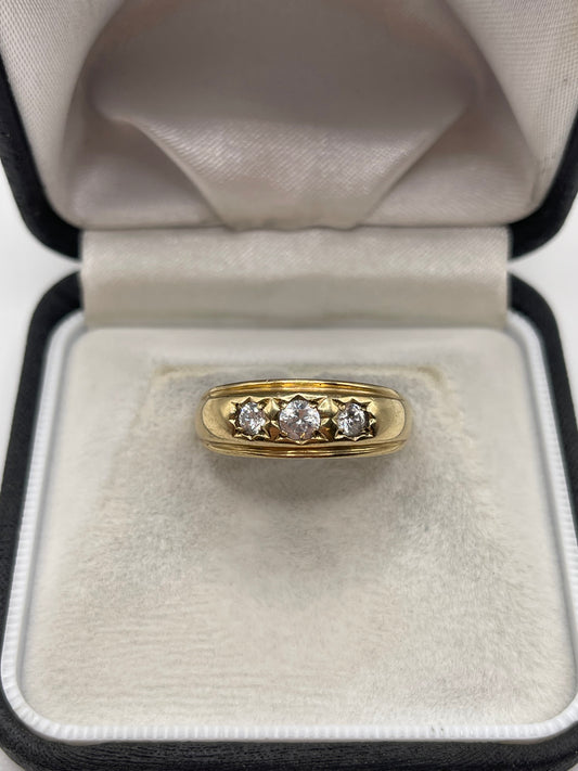 9ct gold cz gypsy ring