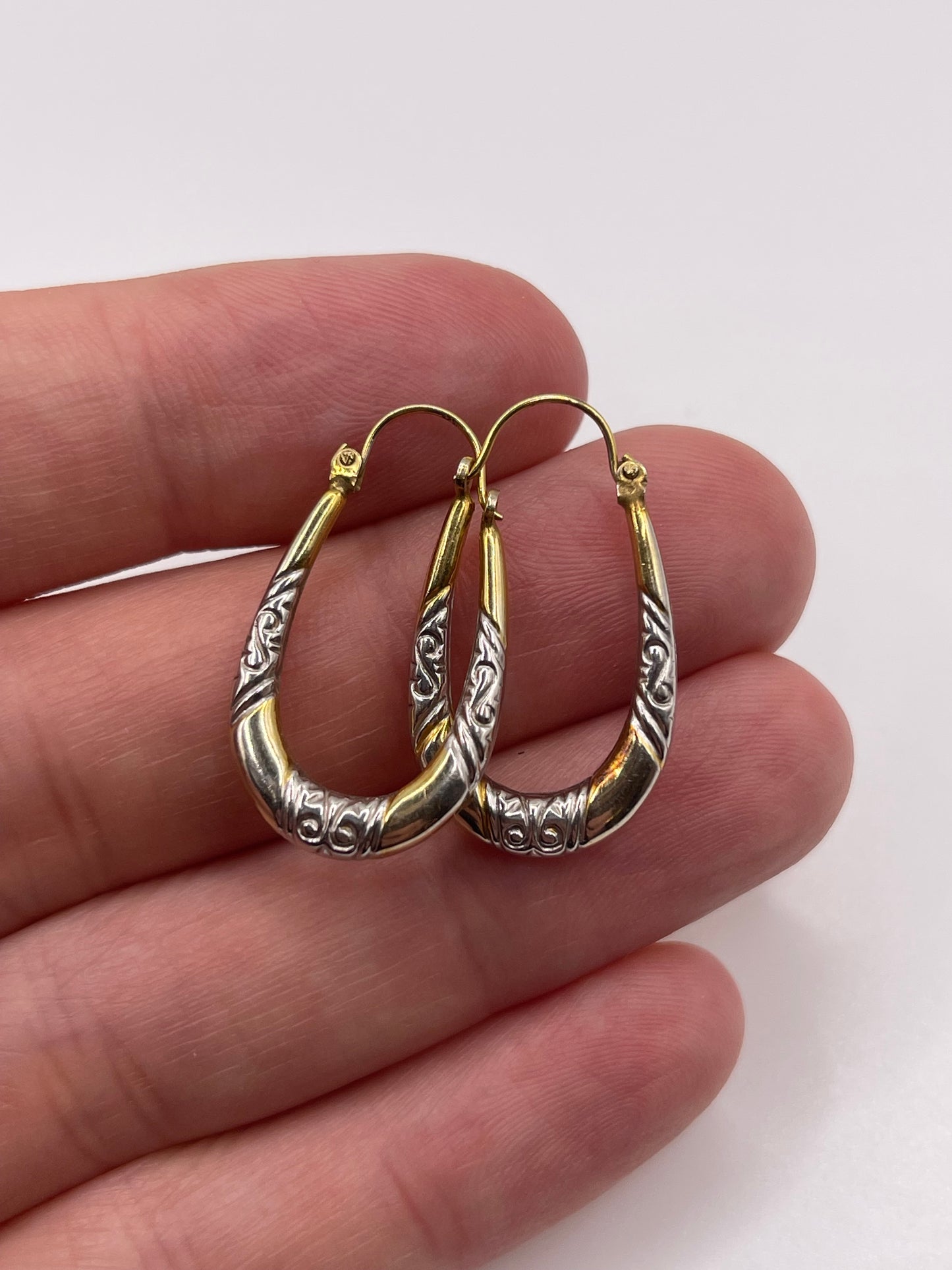 9ct two tone creole earrings