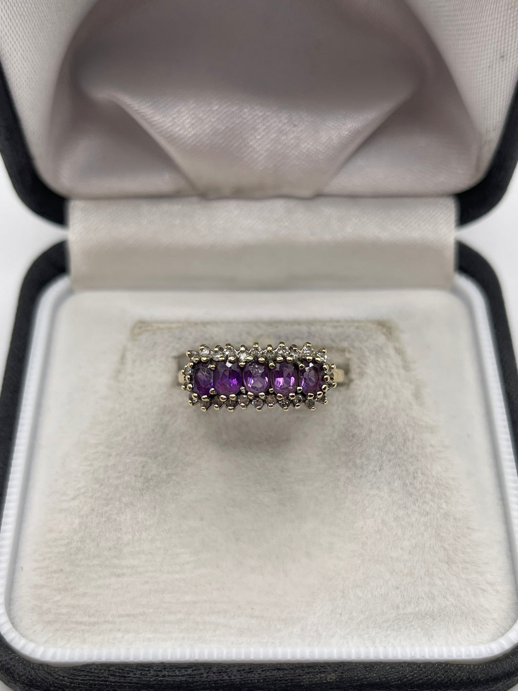 9ct gold amethyst and diamond ring