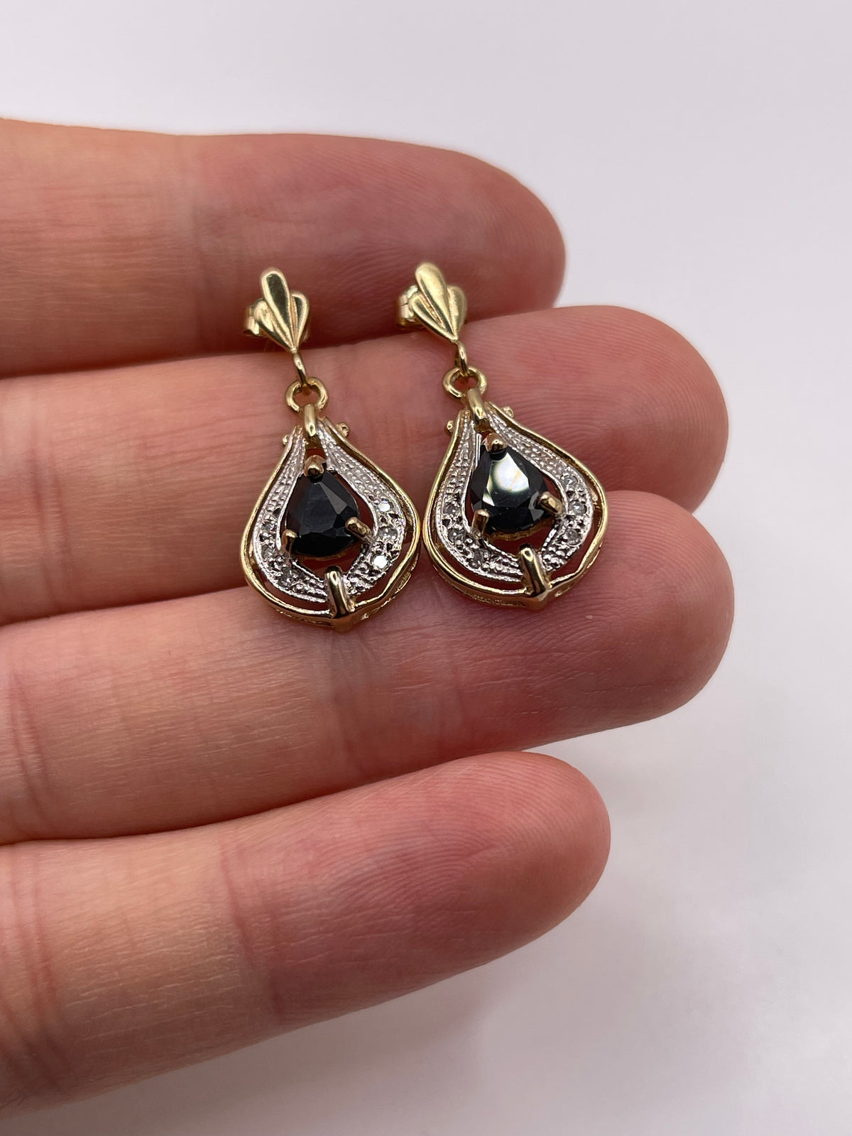 9ct gold sapphire and diamond earrings