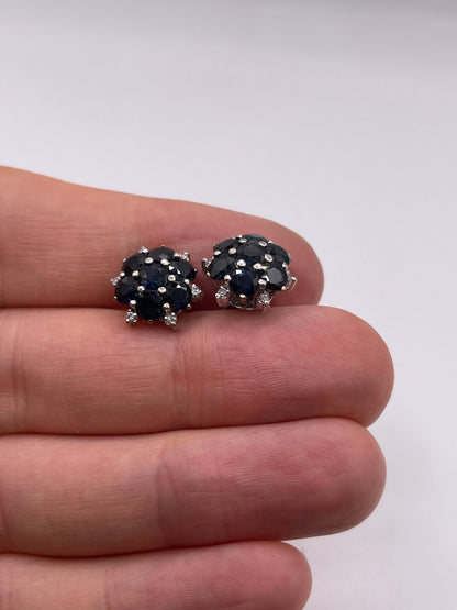 18ct white gold sapphire and diamond earrings