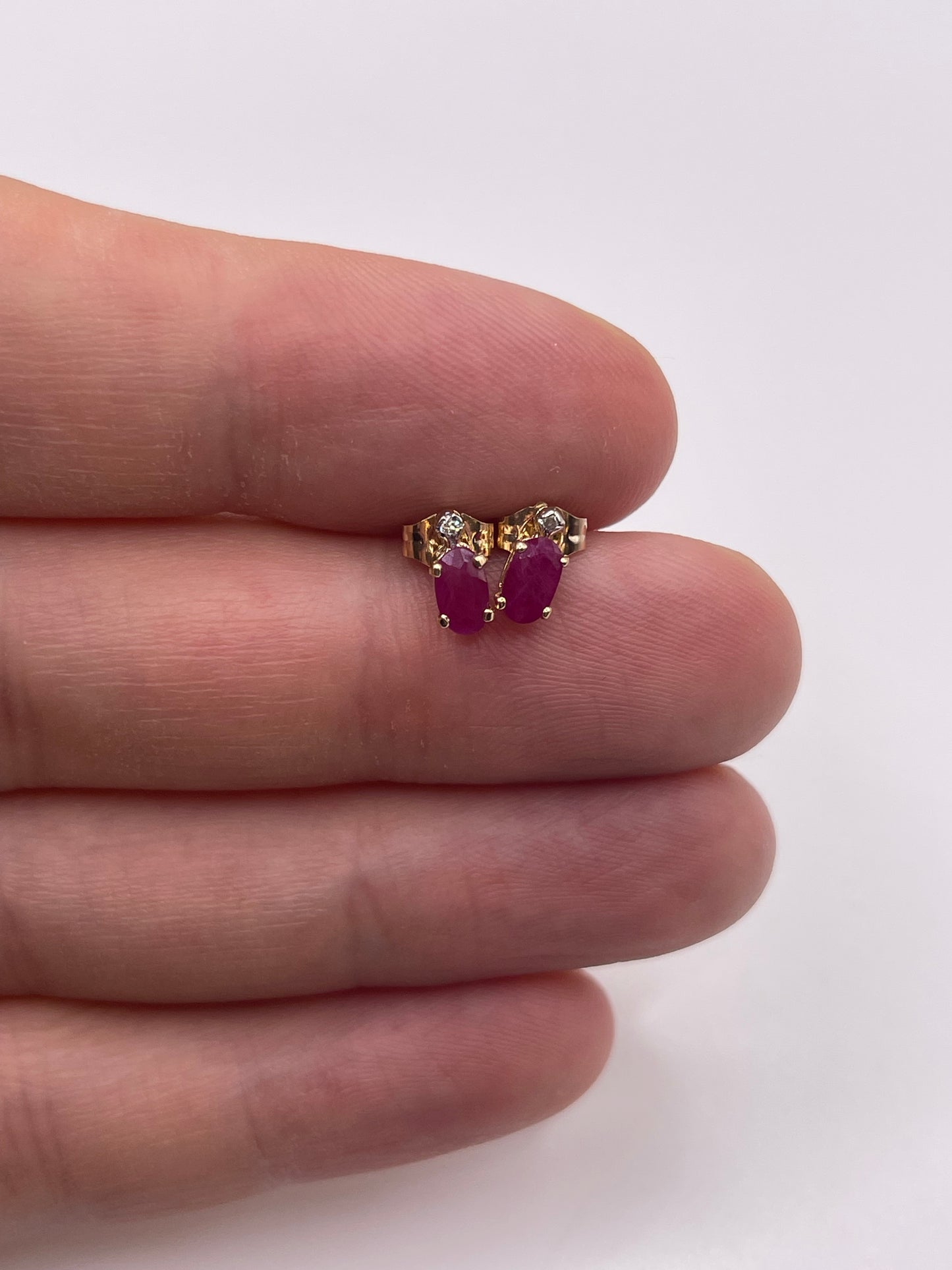 9ct gold ruby and diamond earrings