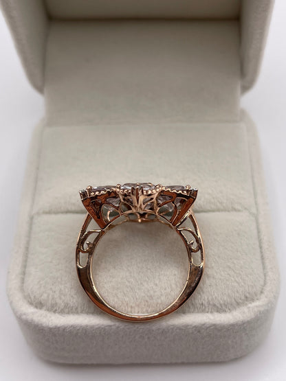 9ct rose gold morganite and diamond ring