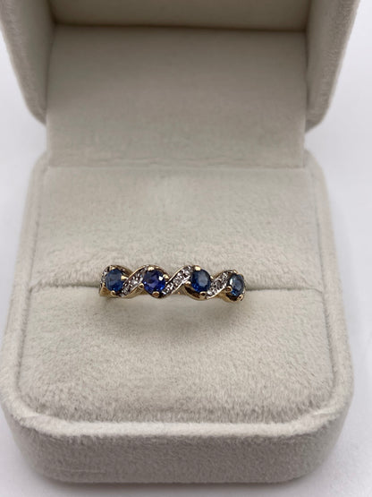 9ct gold sapphire and diamond ring