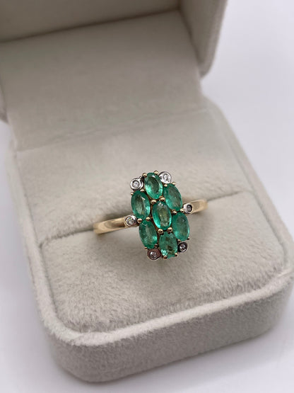 9ct gold emerald and zircon ring