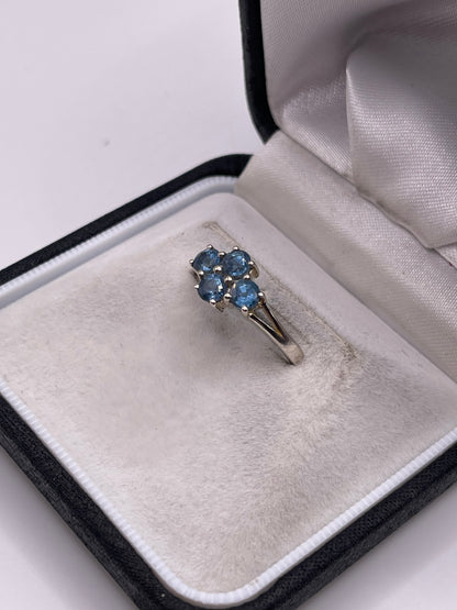 Silver blue topaz ring