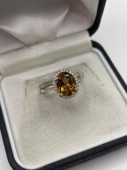 14ct gold citrine and zircon ring