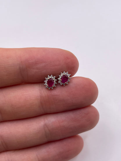 9ct gold ruby and diamond earrings