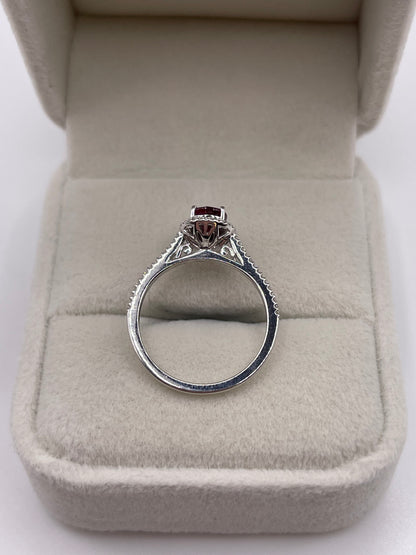 9ct white gold ruby and diamond ring