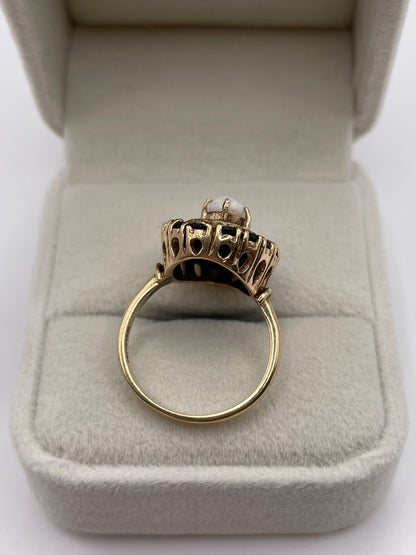 9ct gold sapphire and opal ring