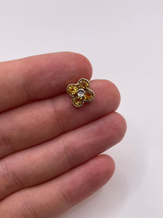 9ct gold citrine and diamond pendant