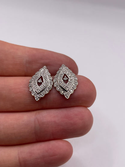9ct gold diamond cluster earrings