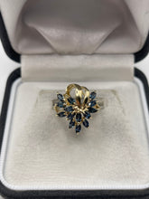 Load image into Gallery viewer, 9ct gold sapphire cluster ring

