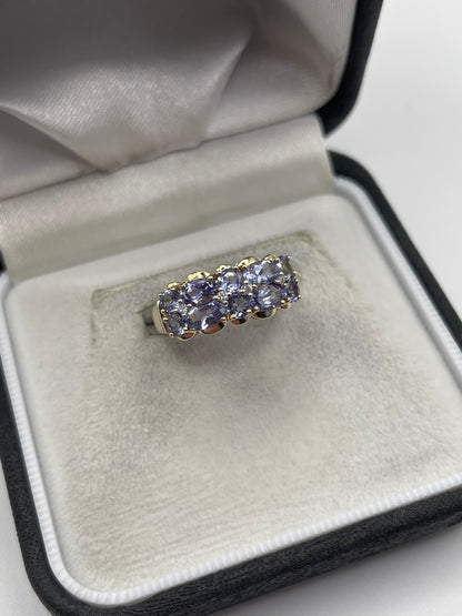 9ct gold tanzanite cluster ring