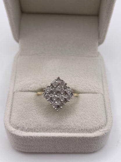 9ct gold diamond cluster ring