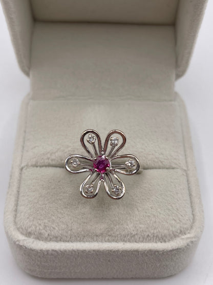 18ct white gold ruby and diamond ring