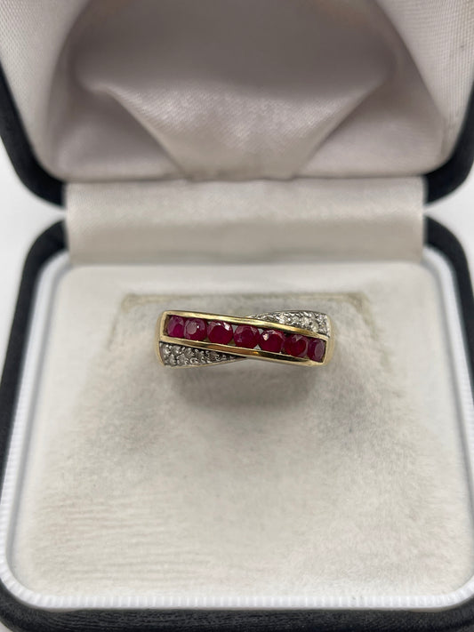9ct gold ruby and diamond ring