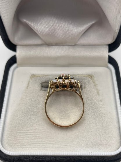 9ct gold opal and sapphire ring