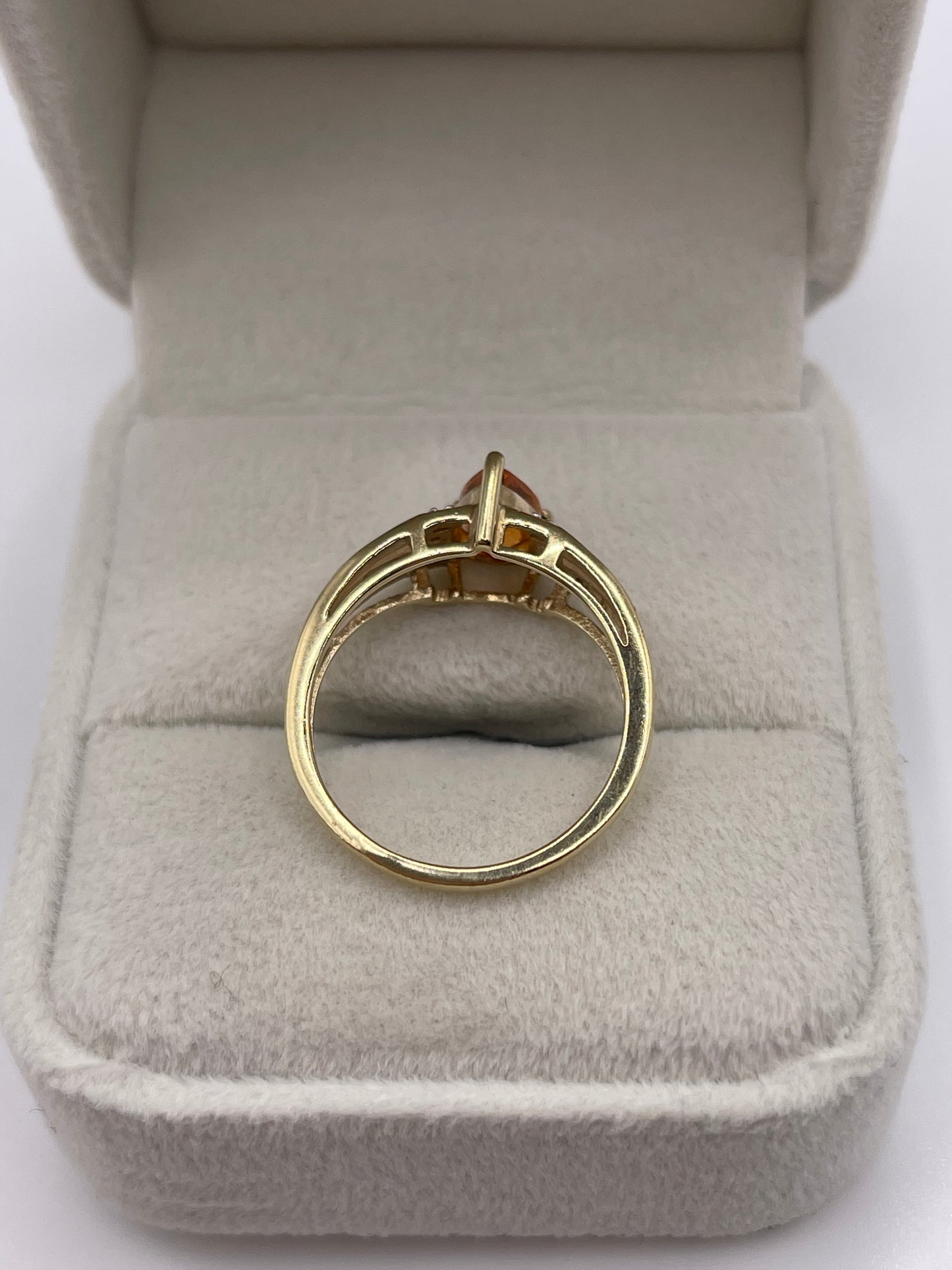 9ct gold orange sapphire and diamond ring