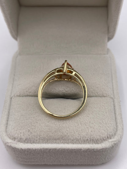 9ct gold orange sapphire and diamond ring